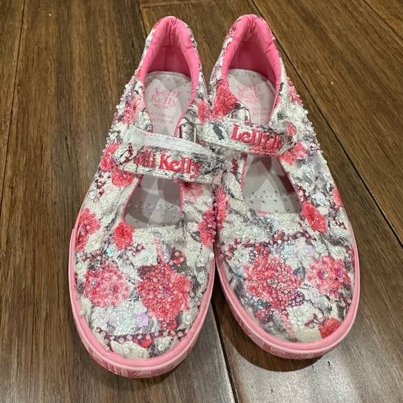 Lelli Kelly Kids Pink Floral Kids Shoes size 32 natural leather
